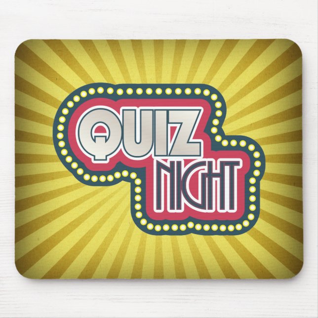 Mousepad Quiz Night Trivia Party Yellow Sunburst (Frente)