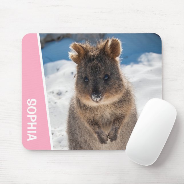Mousepad Quokka Cute Animal on the Beach Australia Pink (Com mouse)