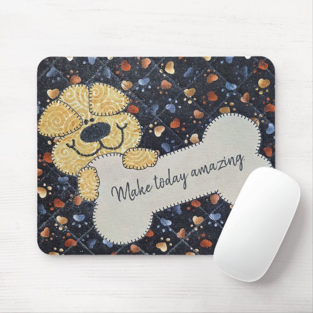 Mousepad Quote Quilt Dog With Bone (Com mouse)