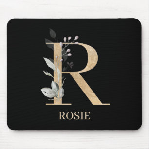 Mousepad R Monograma Floral Personalizado