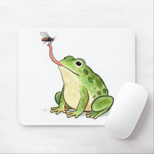 Mousepad Rã Verde Apanhando uma Mosca