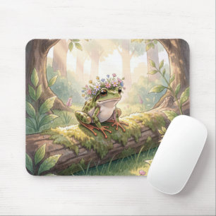 Mousepad Rã Vestindo Coroa Floral na Floresta