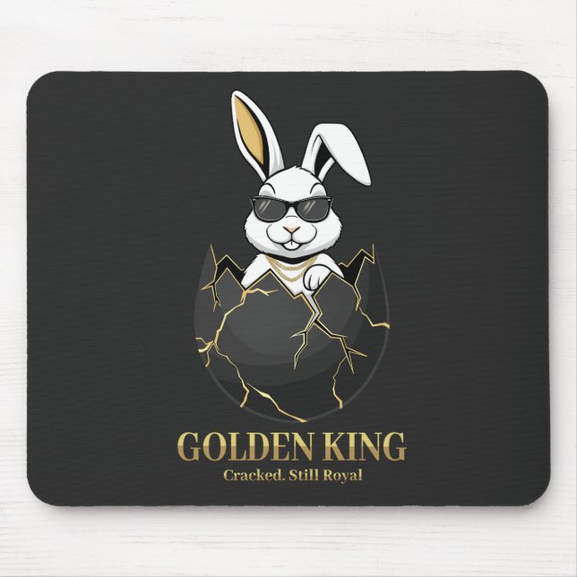 Mousepad Rabbit with cool glasses, Gold, cracked, royal (Frente)