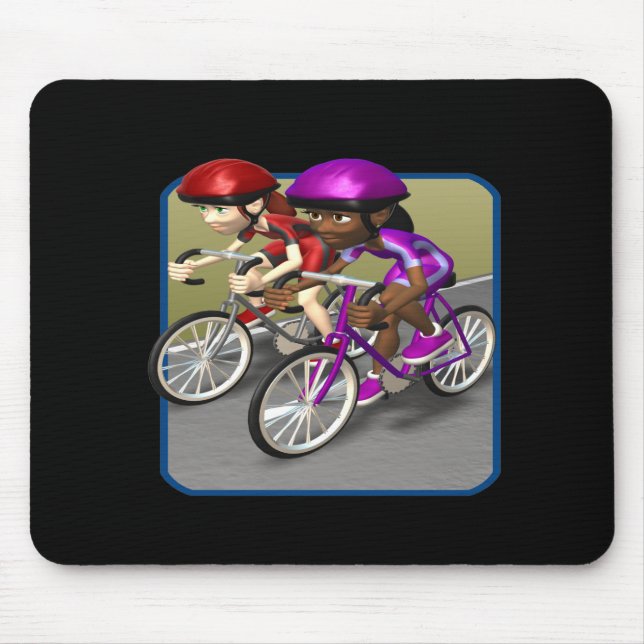 Mousepad Raça da bicicleta das mulheres (Frente)