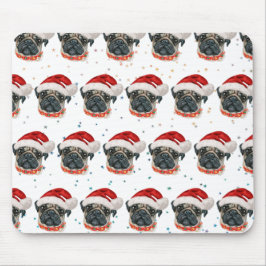 Mousepad Raça de Cachorro Pug Estrelas de Natal