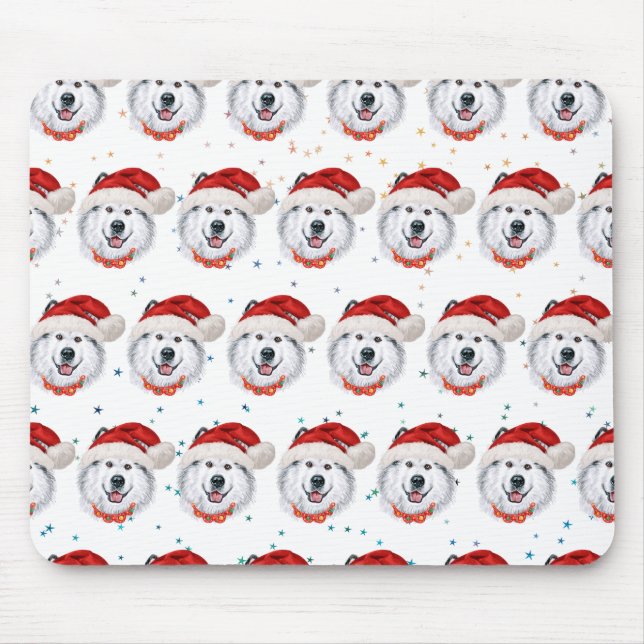 Mousepad Raça de Cão Malamute do Alasca Estrelas de Natal (Frente)