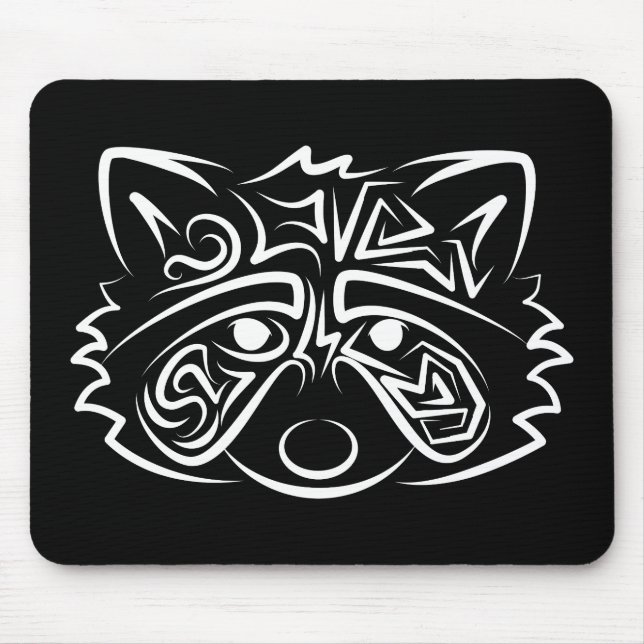 Mousepad Racconon Tribal Negro e Branco (Frente)