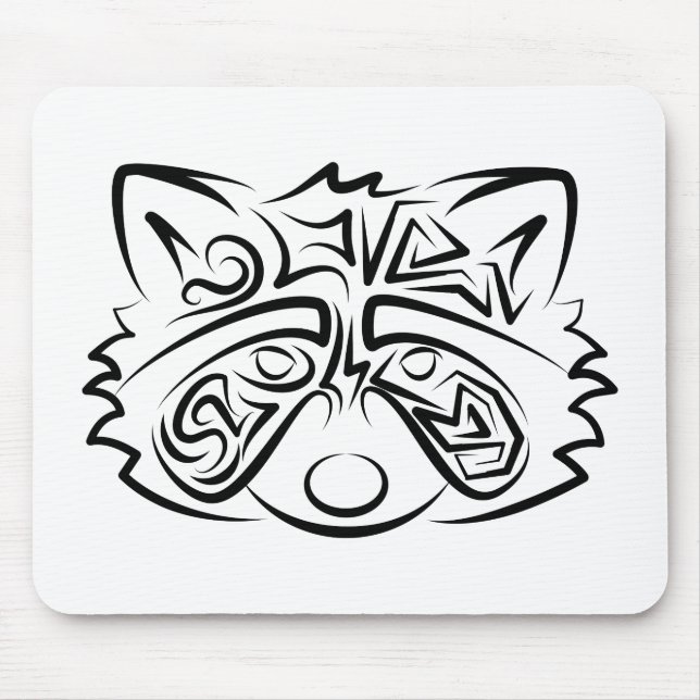 Mousepad Racconon Tribal Negro e Branco (Frente)