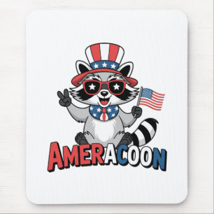Mousepad Raccoon Americoon Patriótico 4º de julho América