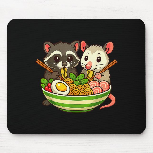 Mousepad Raccoon And Ossum Eating Ramen Noodles  (Frente)