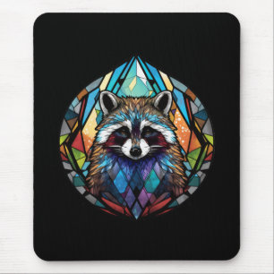 Mousepad Raccoon Animal Portrait Vidro Estido Arte Selvagem