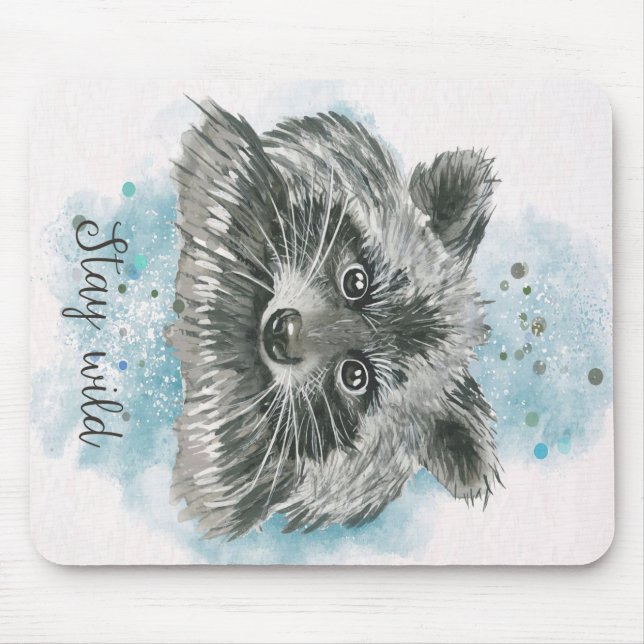 Mousepad Raccoon Fique Selvagem | Presente Para Crianças (Frente)