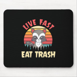 Mousepad Raccoon Lover Live Fast Comer Lixo