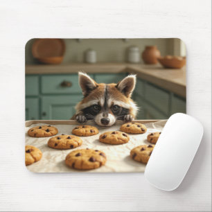 Mousepad Raccoon Olhando Cookies De Chip De Chocolate