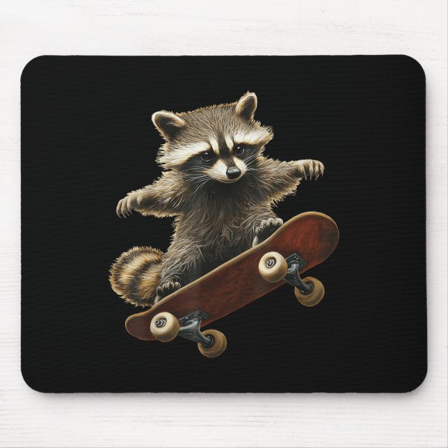 Mousepad Raccoon Skateboard Skateboard Graphic Engraçado (Frente)