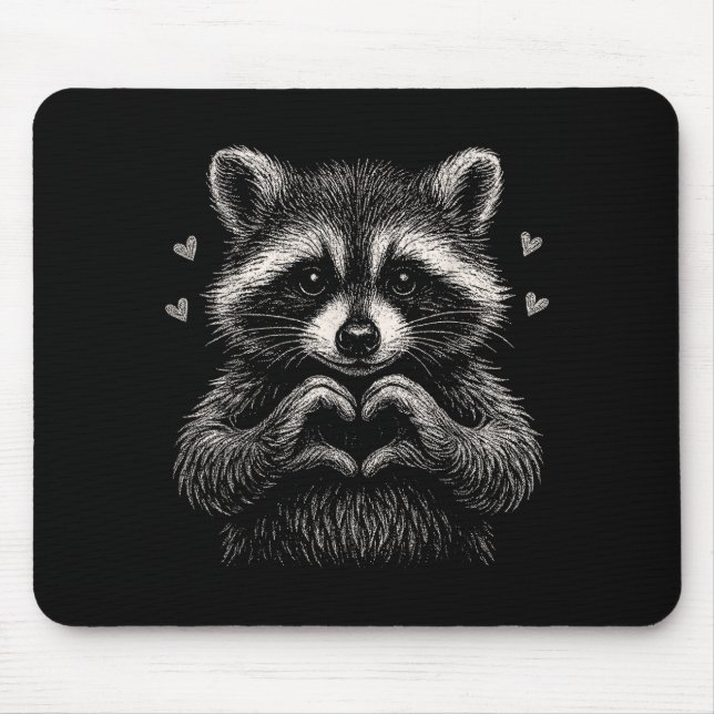Mousepad Raccoon Valentines Day Funny Feral Raccoon Love He (Frente)
