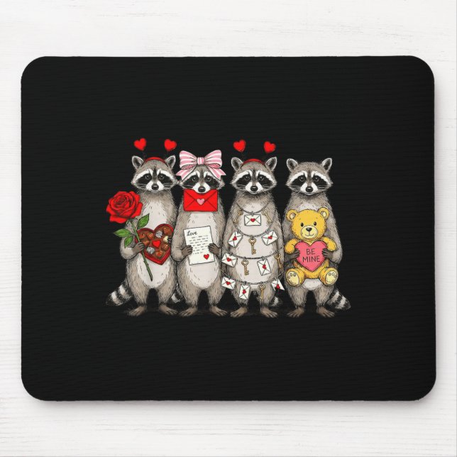 Mousepad Raccoon Valentines Day Funny Feral Raccoon Love He (Frente)