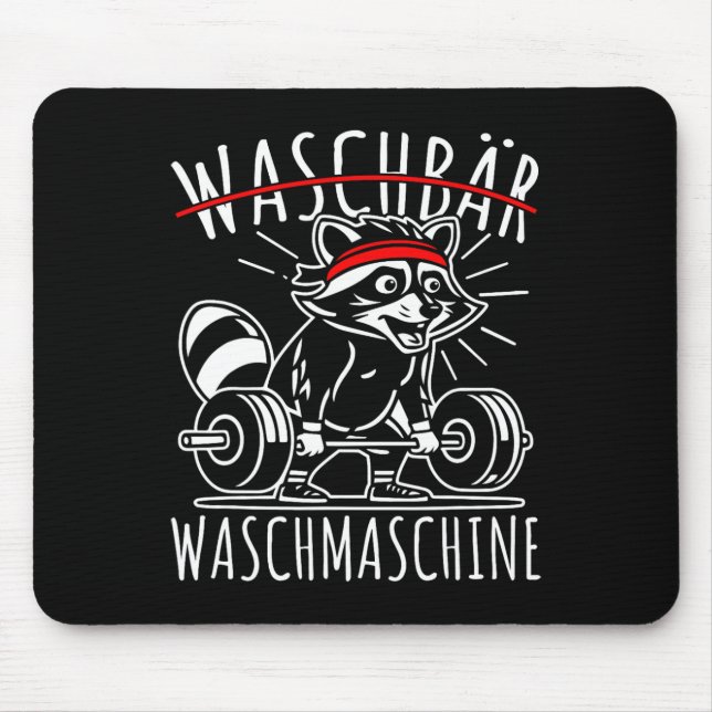 Mousepad Raccoon Washing Machine Raccoon Malhação Bodybuild (Frente)