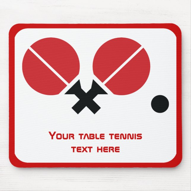 Mousepad Rackets de pingue-pongue de mesa e esfera a preto, (Frente)