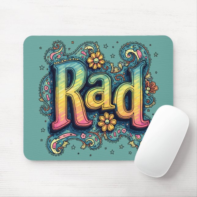 Mousepad Rad 70s - Estética psicodélica Groovy (Com mouse)