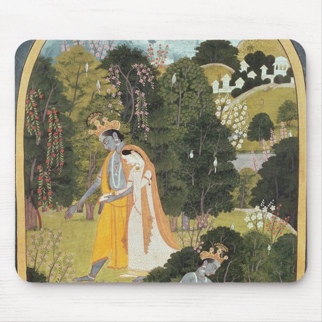 Mousepad Radha e Krishna que andam em um bosque (Frente)