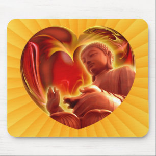 Mousepad Radial amarelo do coração de BUDDHA