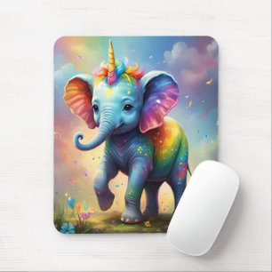 Mousepad Radiante Maravilha: O Bebê Arco-Íris Elefante Unic
