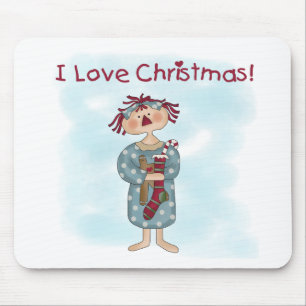 Mousepad Ragdoll Eu adoro Camisetas de Natal e presentes