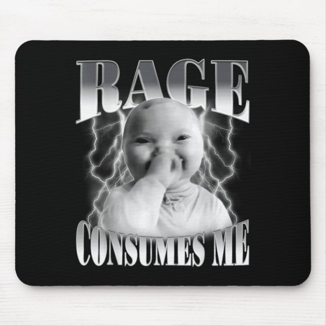 Mousepad Rage Consumes Me Funny Ai Baby Holding Laugh Brain (Frente)