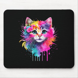 Mousepad Rainbow Cat A Watercolor Paint Flores Coloridos Cu