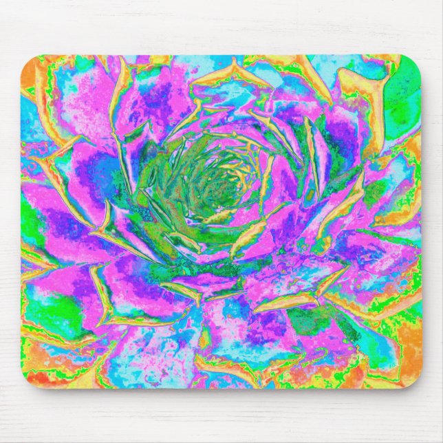 Mousepad Rainbow Colors Fiesta Succulent Sedum Rosette (Frente)