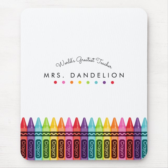 Mousepad Rainbow Crayons - Professor Personalizado (Frente)