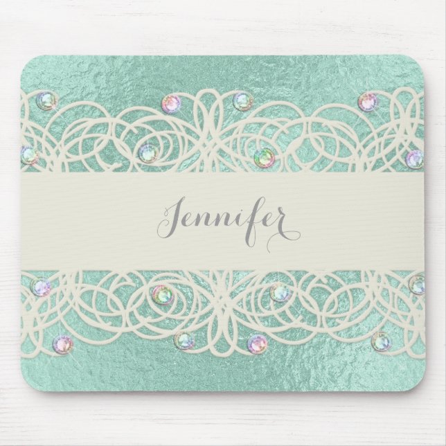 Mousepad Rainbow Crystals on Mint Green (Frente)