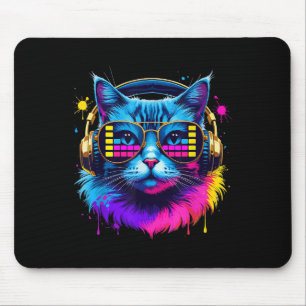 Mousepad Rainbow Dj Cat Music Lover Para Cat Lover Cat Mãe 