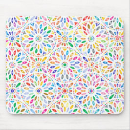Mousepad Rainbow Encirclat Flower Pattern Boho