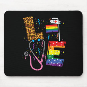 Mousepad Rainbow Flag Love Nurn Scrub Top Lgbt Pride Mo