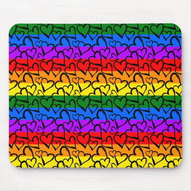 Mousepad Rainbow Heart Pattern (Frente)