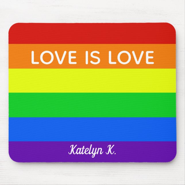 Mousepad Rainbow Love é Love Orgulho gay LGBTQ Beauful (Frente)
