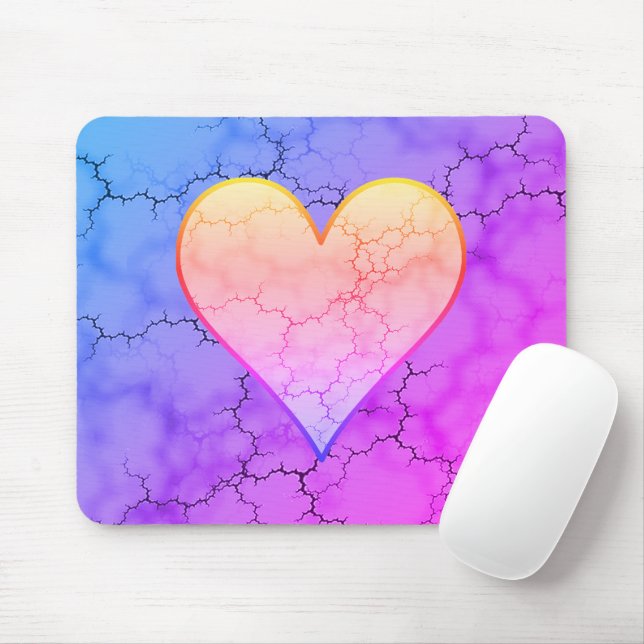 Mousepad Rainbow Marbled Heart (Com mouse)