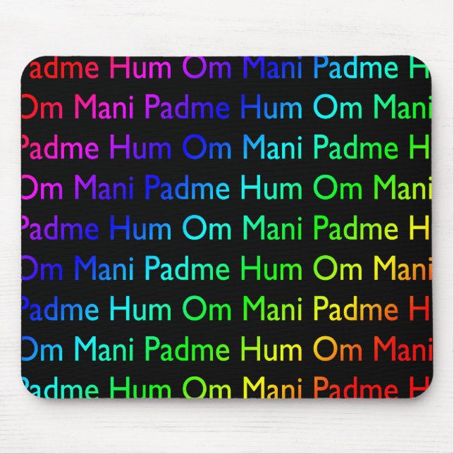 Mousepad Rainbow Om Mani Padme Hum (a preto) (Frente)