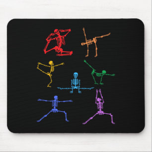 Mousepad Rainbow Yoga Skeleton Exercício Osso Halloween Par