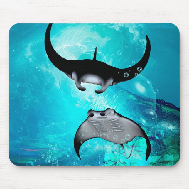 Mousepad Raios de manta impressionantes da natação (Frente)