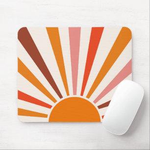 Mousepad Raios do Sol Retrospectivo Laranja Vermelho Amarel