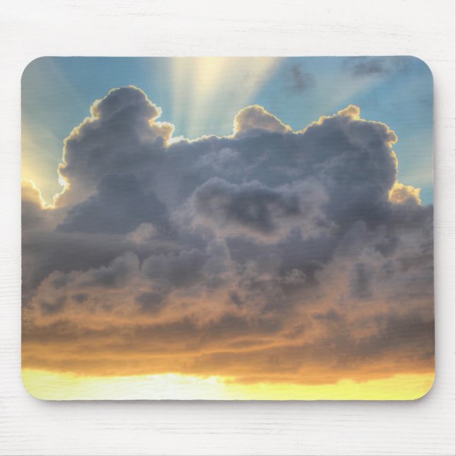 Mousepad Raios Sunset de Luz através de Nuvens de Tempestad (Frente)