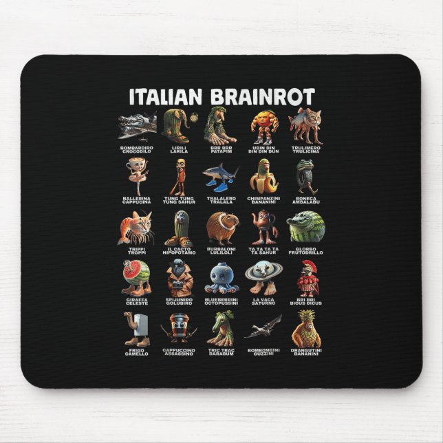 Mousepad Raiz Cérebro Italiana Brainrot Memes Funny Italian (Frente)