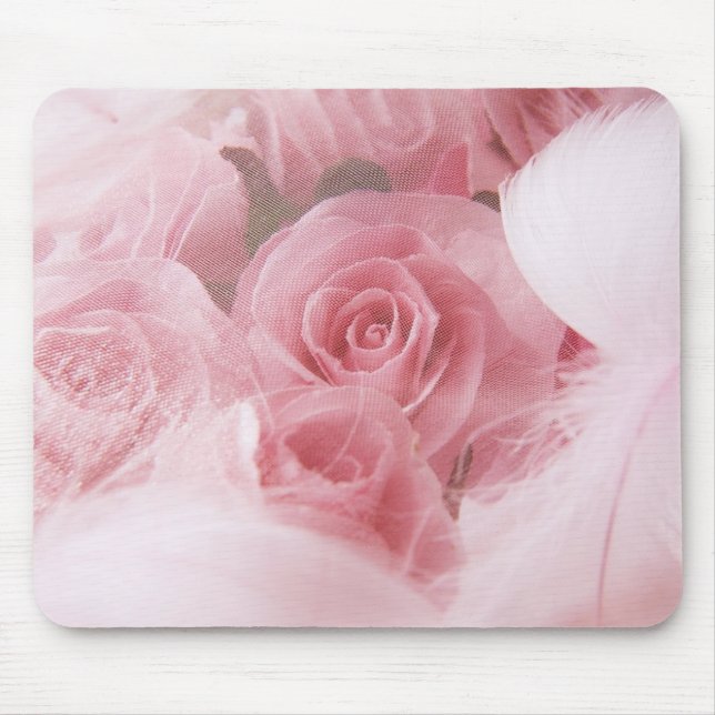 Mousepad Raízes Rosa Meninas e Penas Plantadas de Mouse (Frente)