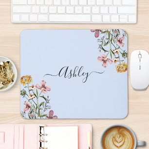 Mousepad Ramalhete de Flores Silvestres Aguarela Monograma