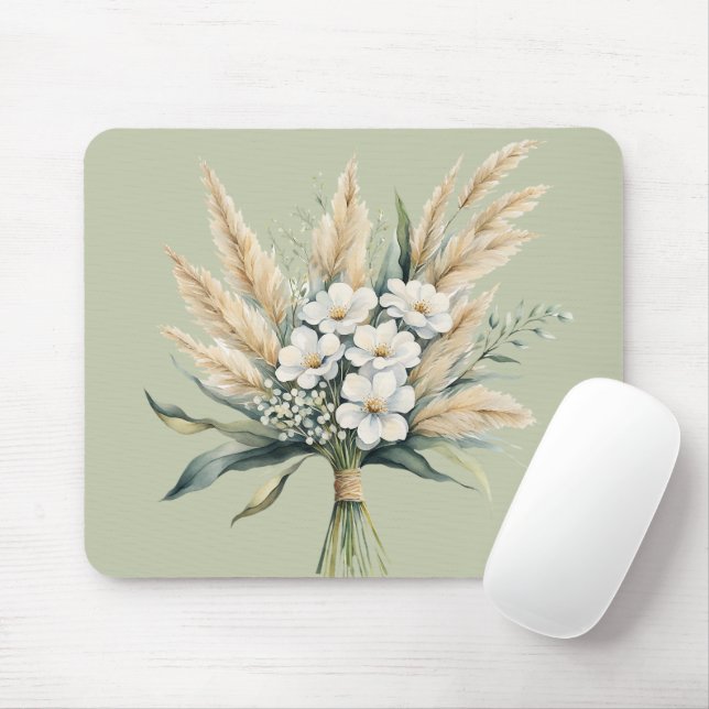 Mousepad Ramalhete Floral Marfim Aquarela (Com mouse)