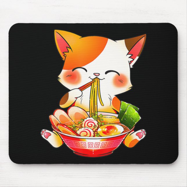 Mousepad Ramen Cat Neko Anime Kawaii Comida japonesa Gift G (Frente)