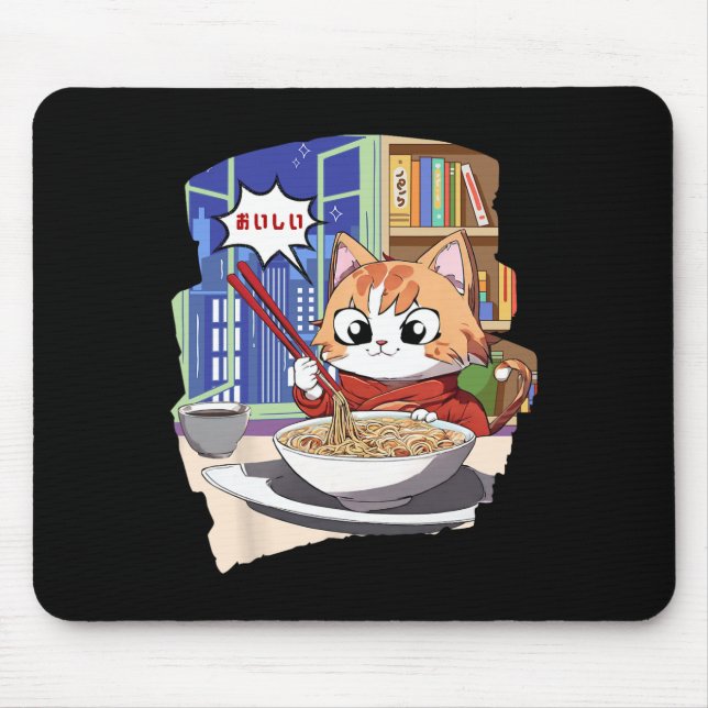 Mousepad Ramen Kawaii Cat Anime (Frente)